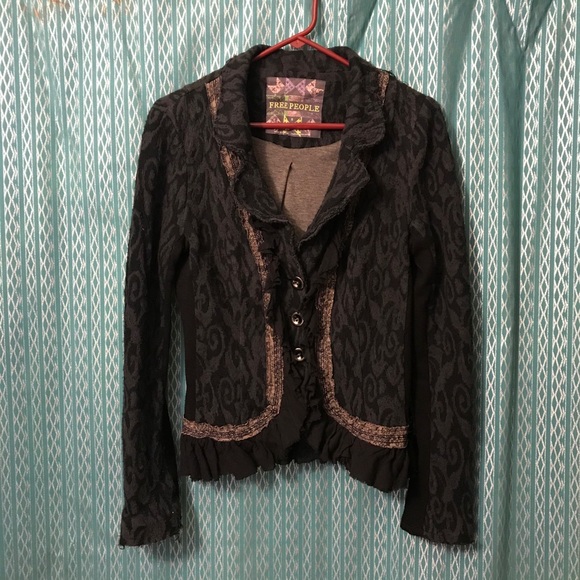 Free People Jackets & Blazers - CUte Free People distressed blazer black sz 8